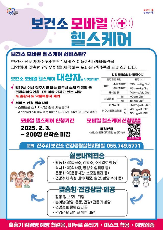 진주시보건소, ‘모바일 헬스케어 사업’ 참가자 모집