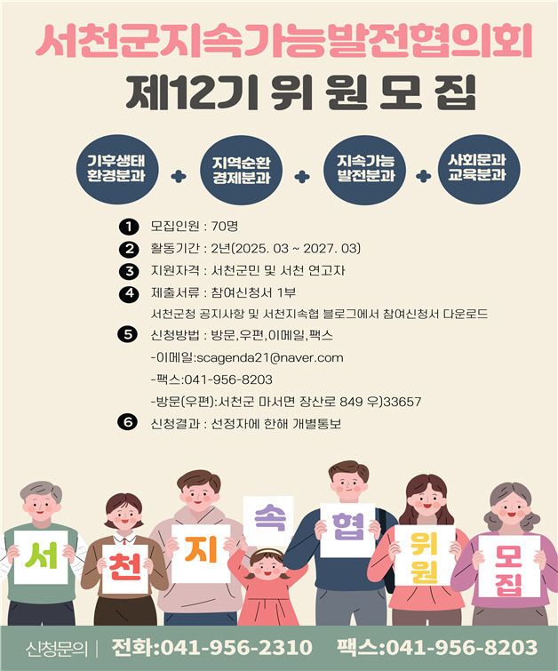 서천지속협, 제 12기 위원 모집
