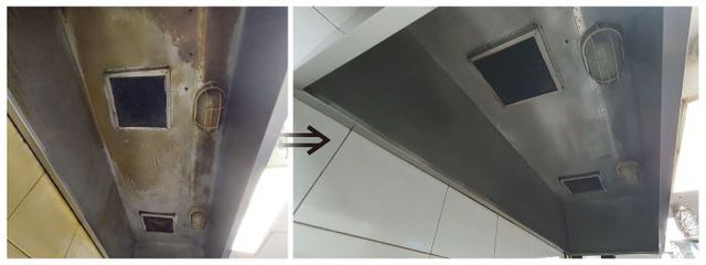 위생정책과-성남지역 음식점 내 주방 후드 청소 전후 비교