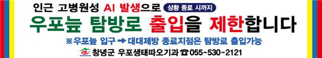 창녕군 고병원성 AI 확산방지를 위한 우포늪 출입 제한