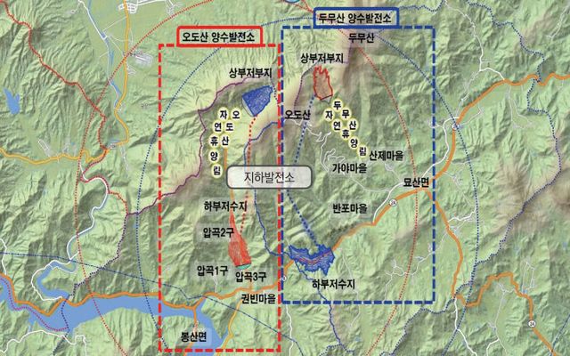 오도산, 두무산 위치도