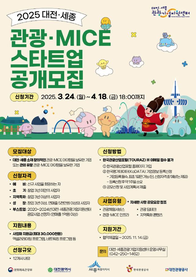 포스터(_2025 대전세종 관광MICE 스타트업_ 공개모집)