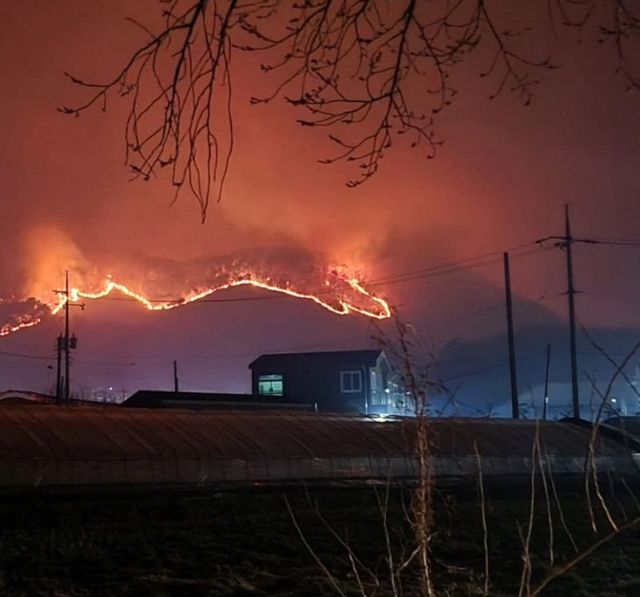 1.강풍으로 면소재지 2km까지 접근한 산불1