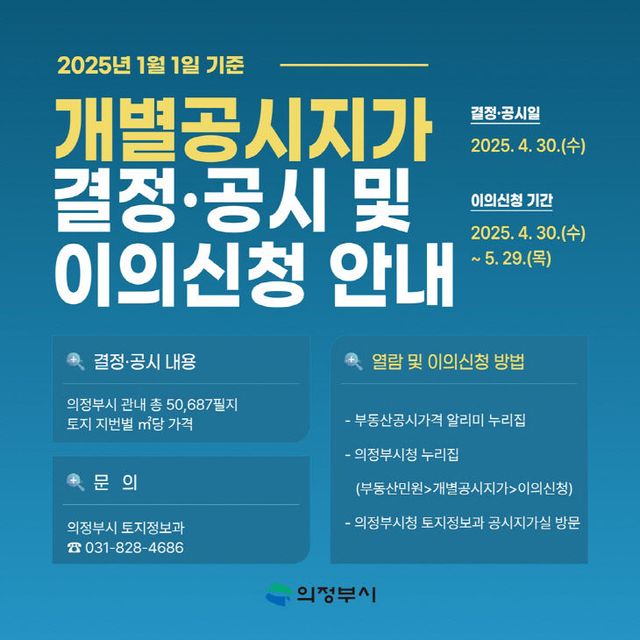 3.토지정보과(의정부시, 2025년 1월 1일 기준 개별공시지가 결