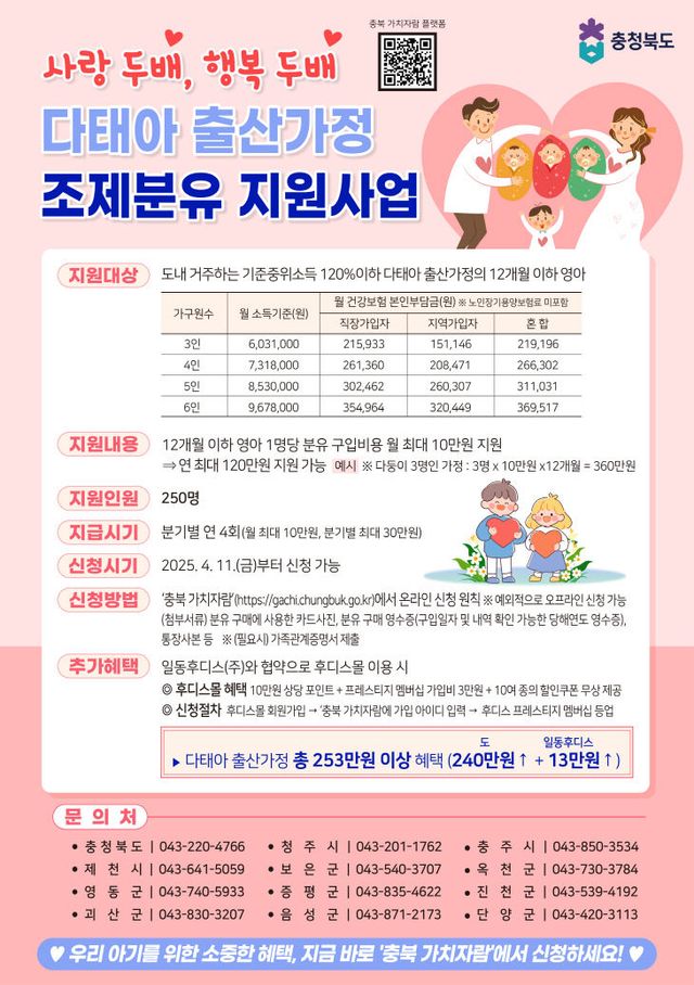 조제분유 지원사업 안내 포스터