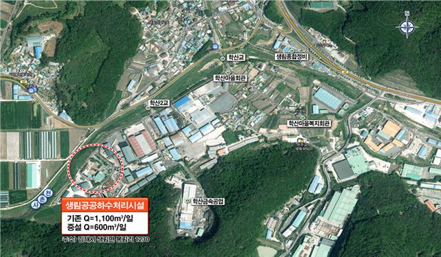 김해시 생림공공하수처리시설 증설 위치도