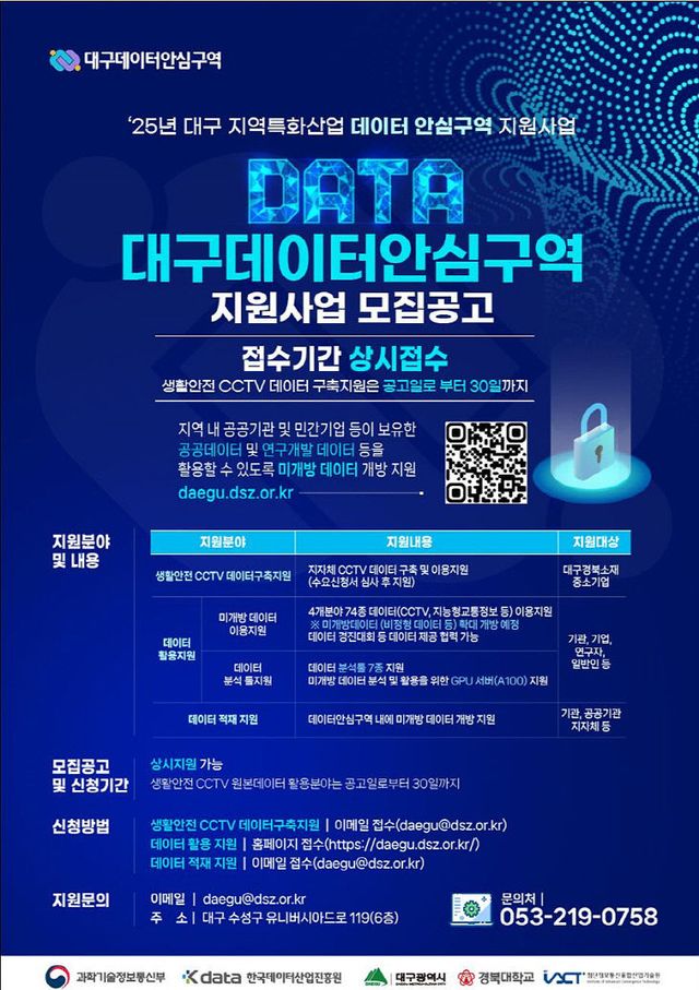 데이터안심구역 지원사업 모집공고 포스터