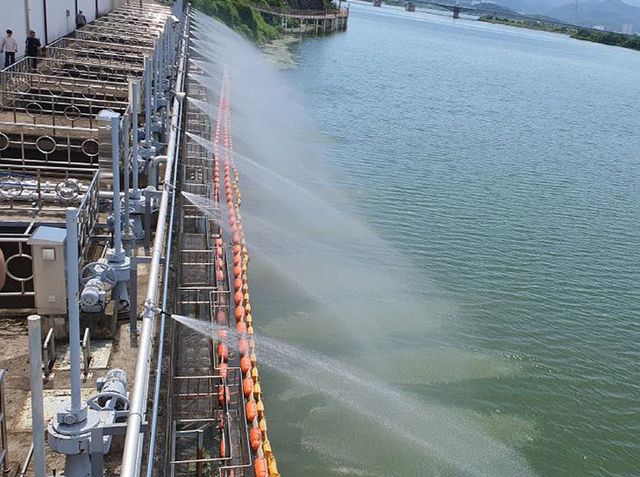 수류분사장치 다중(3중) 조류차단막 모습