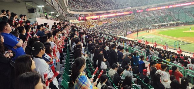 야구장 단체관람 사진