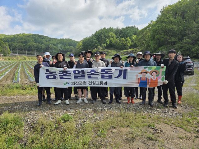 건설교통과 일손돕기 사진(담배밭 제초 작업)