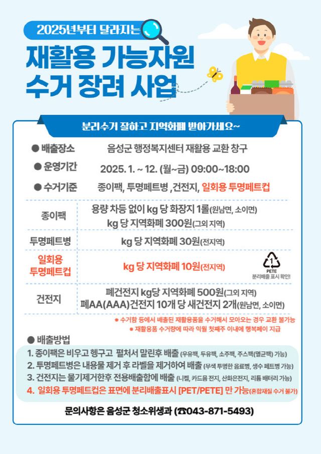 재활용 가능자원 수거 장려 사업 안내문.