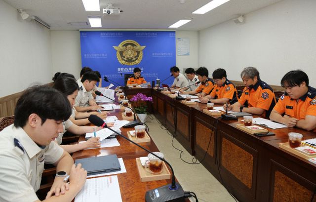 현장 활동 대원 중심 풍수해 대책회의 진행 사진