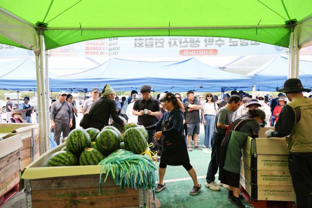 (자료사진) 2025년 복분자와 수박축제 수박판매 부스