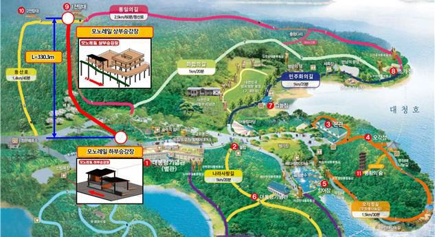 청남대 모노레일 설치 위치도