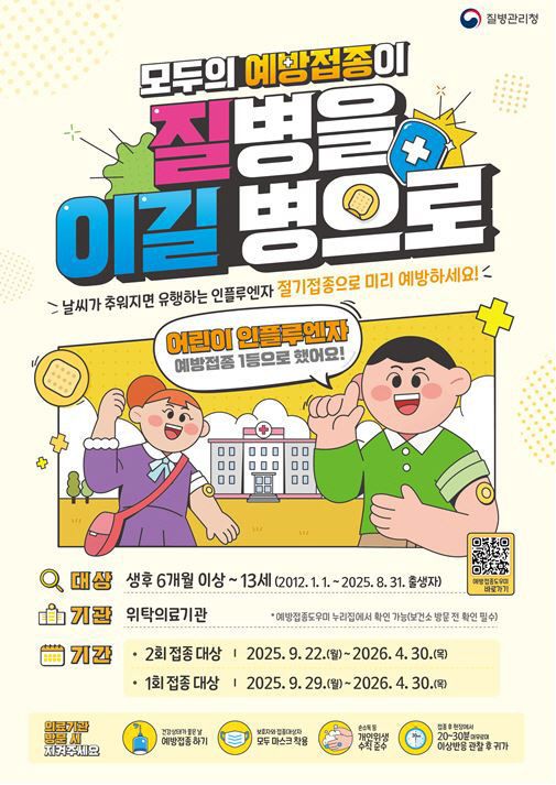 어린이 인플루엔자 접종 안내 포스터