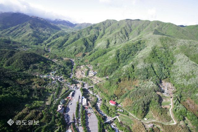 산청군 중산리 지리산 드론촬영 모습