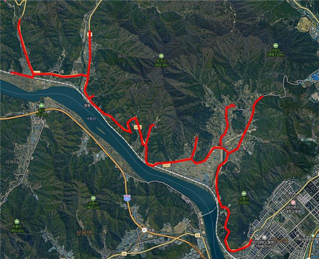 위치도(원동지구 지방상수도 매설공사 준공)