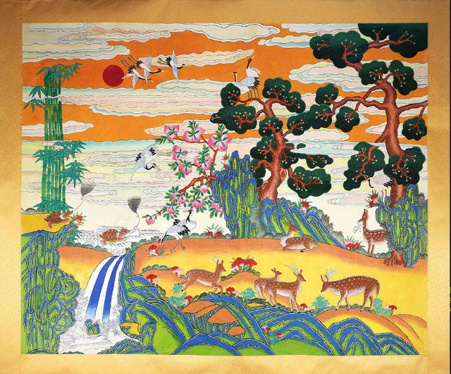 사진5(이군자, 장생도, 168×133㎝, 장지에 채색, 2025.)