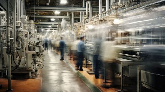 photograph blurred factory interior
