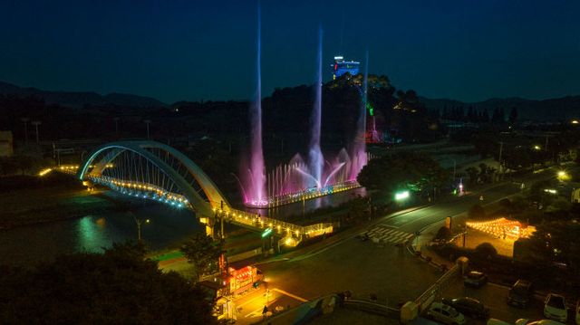 제10경 화순 꽃강길 음악분수 야간경관