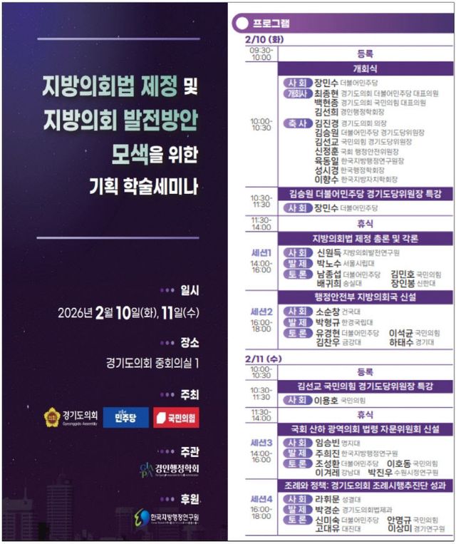 경기도의회 여야 교섭단체, 지방의회법 ‘제정’ 맞손