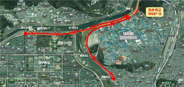 대전시, 천변도시고속화도로 원촌육교 전면 통제 1