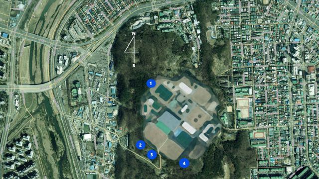 대전월평정수장 위치도(대전시공간정보2)