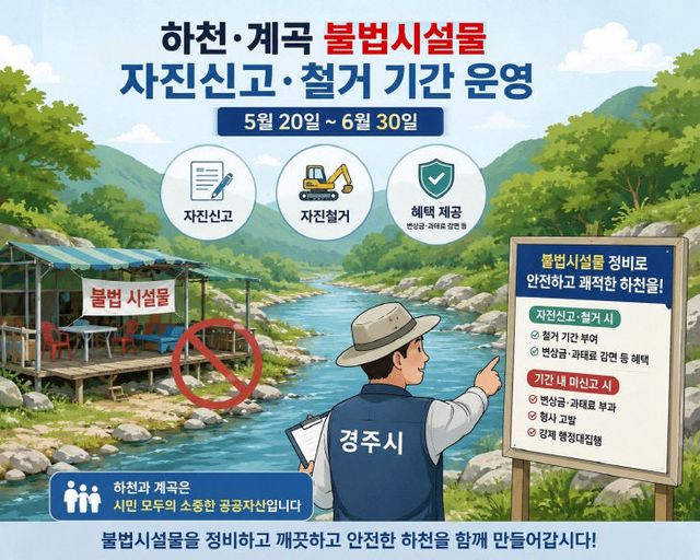 경주시 하천계곡 불법시설 집중 정비