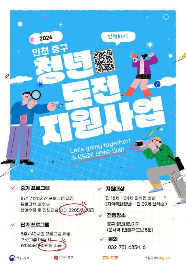 1-1 홍보물 (인천 중구 2026 청년도전지원사업 홍보 포스터)