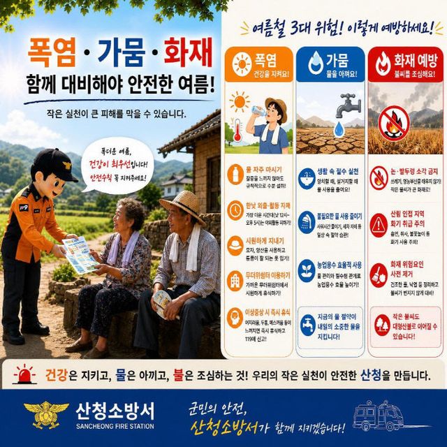 산청소방서, 폭염·가뭄 장기화 대비 군민 안전수칙 준수 당부