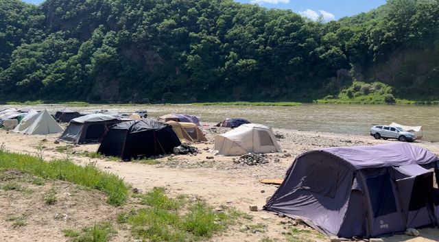 연천 한탄강관광지 알박기 텐트