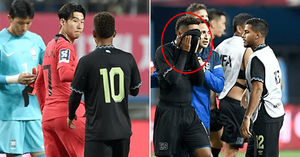 손흥민에게 유니폼 교환 요청하는 엘살바도르 선수 /사진=마이데일리