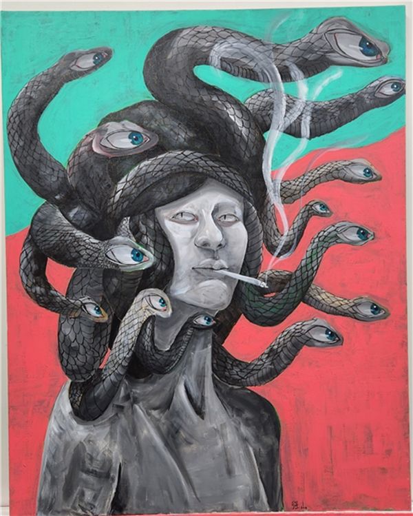 ▲ 자화상, acrylic on canvas, 91x72.7, 2023 / 사진: 강산 제공