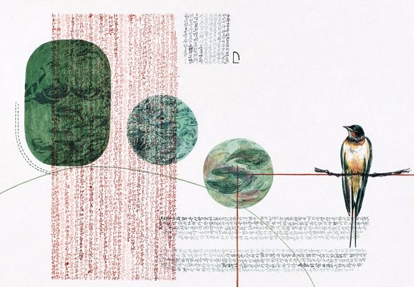 ▲ 문門door_6, 순지에 채색, 25*36cm, 2022, 유정