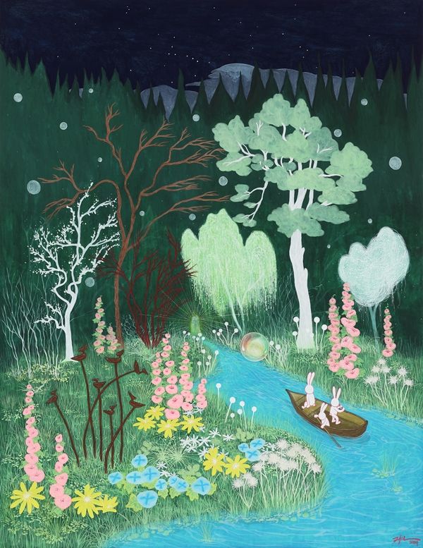 ▲ 항해, 김지연, 장지에 호분과 분채, 145.5x112.1cm, 2024