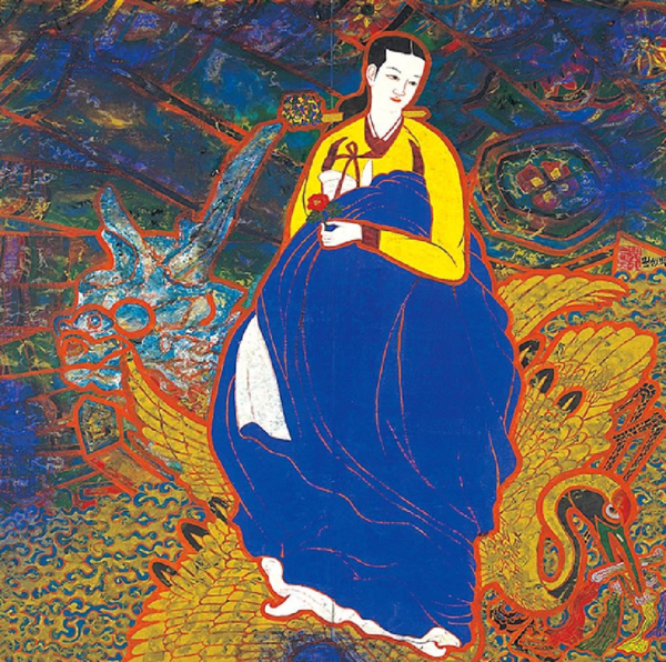 ▲ 박생광, '금산사의 추녀', 1983, 한지에 수묵채색, 136×137cm / 사진: 경남도립미술관 제공&nbsp;