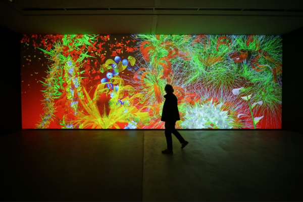 ▲ 미구엘 슈발리에, Extra-Natural, 2024, 인터렉티브, 비디오 설치, 컬러(프로젝터 3대, 컴퓨터, 카메라, 센서), Voxel Productions / 사진: 전남도립미술관 제공&nbsp;