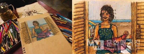 ▲ 카페에서 그림을 그리던 시절 / 사진: 벼내림 제공