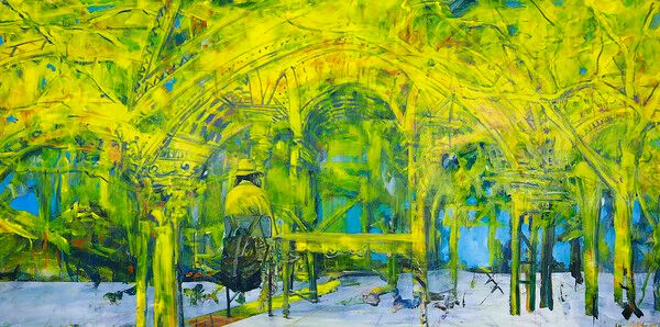 ▲&nbsp;Solitude in the Crowed 1, 2023, 122×259cm, Acrlic on Canvas / 사진: 더블유아트갤러리 제공 