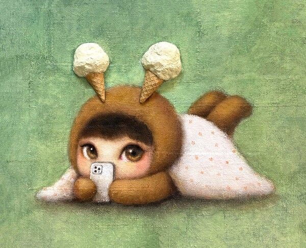 ▲권하나, 아이스크림이 땡기는날, 2024 65x53 cm, Oil and oil pastel on canvas / 사진: SH Gallery 제공&nbsp;