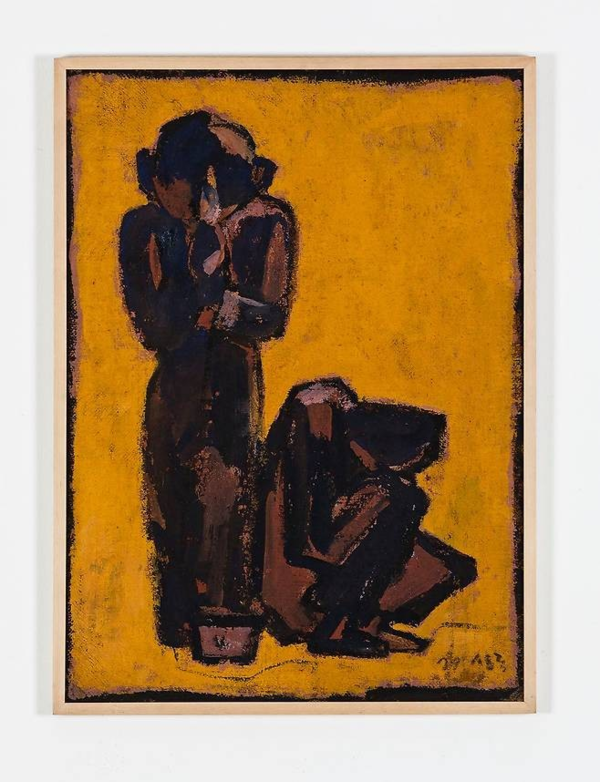 ▲ 이상국, '맹인부부가수 Ⅱ'. 1979, 마포에 혼합재료, 78×56cm / 사진: 가나아트 제공