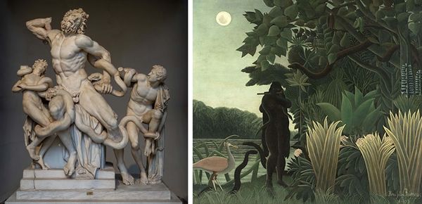 ▲ (좌)라오콘 군상, (우)앙리 루소 '뱀 마술사'