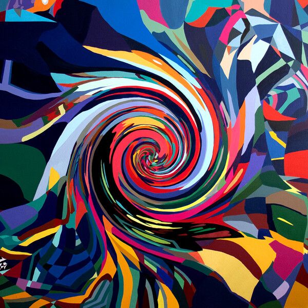 ▲ 섞이지 않는 공, 112.1 X112.1cm, Acrylic and ink on canvas, 2025 / 사진:&nbsp; 레오앤갤러리 제공&nbsp;