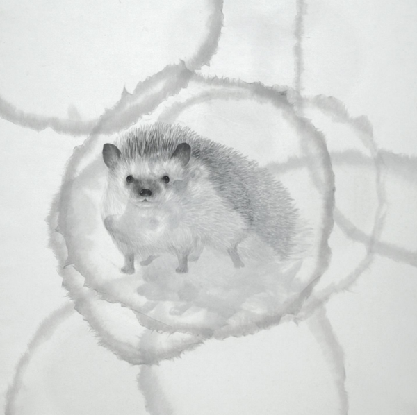 ▲ 유지수, 자화상, 순지에 수묵, 50x50, 2024