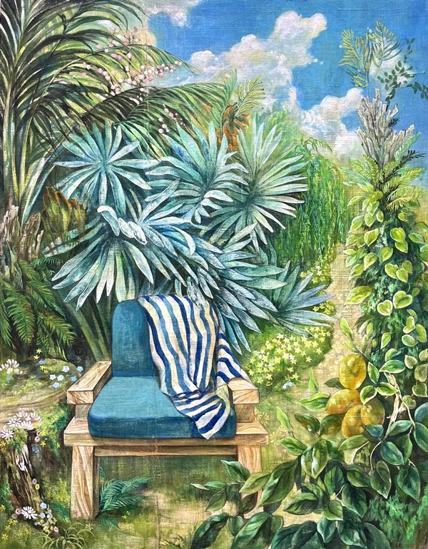 ▲ 서식지1, 삼베 위 먹·석채·안채, 234×91cm, 2025