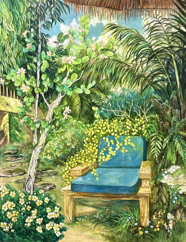 ▲ 서식지1, 삼베 위 먹·석채·안채, 234×91cm, 2025