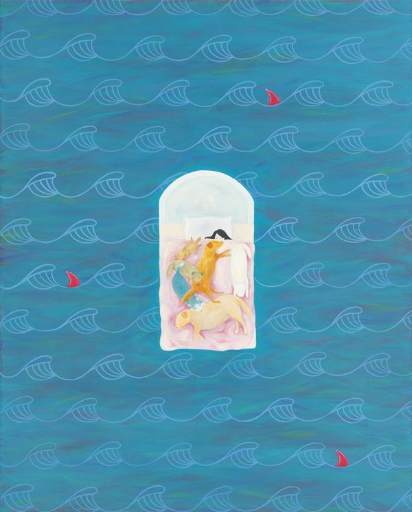 ▲ 이불밖은 위험해(Nothing can hurt me in bed), 2023, 캔버스에 유채, 아크릴, 162.2x130.3