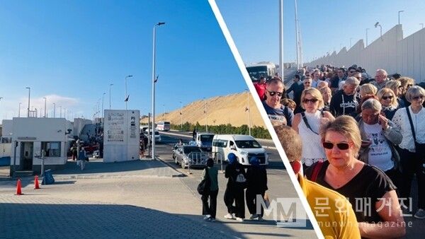 ▲ 이른 아침, GEM 입구 앞에는 개관 시간(오전 8시 30분)을 기다리는 방문객들이 긴 줄을 이루고 있다. 햇빛이 강하게 비추는 가운데 관광버스에서 내린 사람들은 언덕 위 입구를 향해 천천히 이동하며 개장을 기다린다. 아직 문이 열리기 전임에도 박물관을 찾으려는 열기가 크게 느껴지는 장면이다 / 사진: 한민광 제공