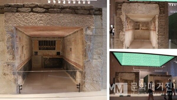 ▲ 고대 이집트 무덤 내 예배소를 재현한 공간(Naos)으로, 벽면에는 망자의 영생을 위한 채색 벽화들이 그려져 있다 / 사진: 한민광 제공