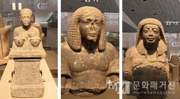 ▲ 정교한 가발과 부드러운 옷감의 표현이 돋보이는 귀족들의 돌상은 신왕국 상류층이 가졌던 예술적 자부심과 사회적 위엄을 생생하게 전달한다 / 사진: 한민광 제공